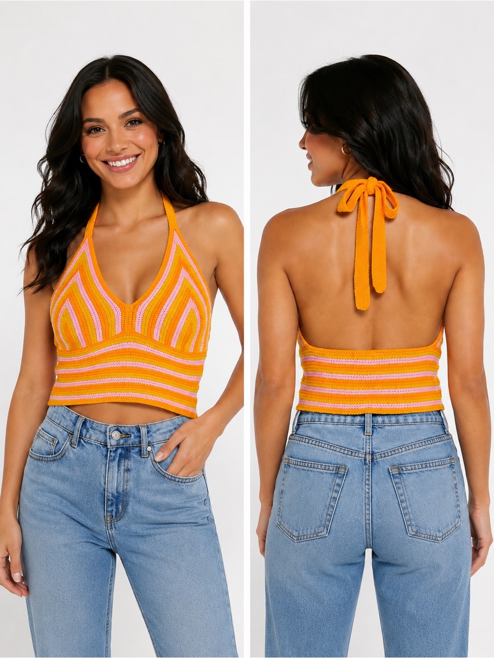 NWT Stitch & Pine Crochet Halter Tank Top | SIZE LARGE